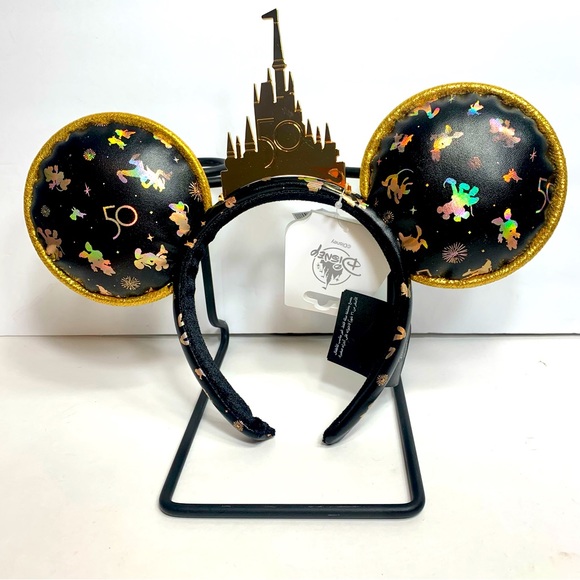 NWT. Disney 50th anniversary black and gold castle ears. Black with gold - Picture 1 of 9